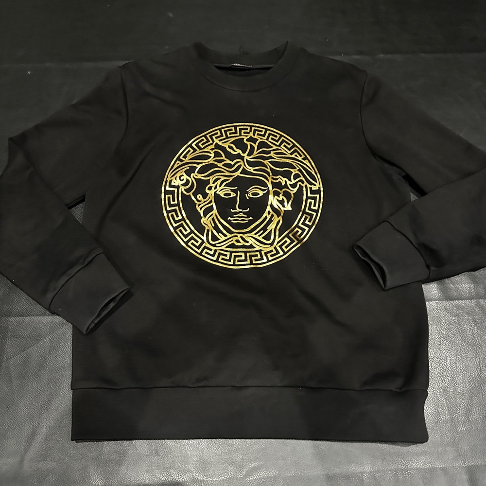 Versace Black and Gold Medusa Crew Neck Sweater